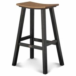 Hot Sale 😍 Polywood Contempo 30" Saddle Bar Stool, Black / Teak 🧨