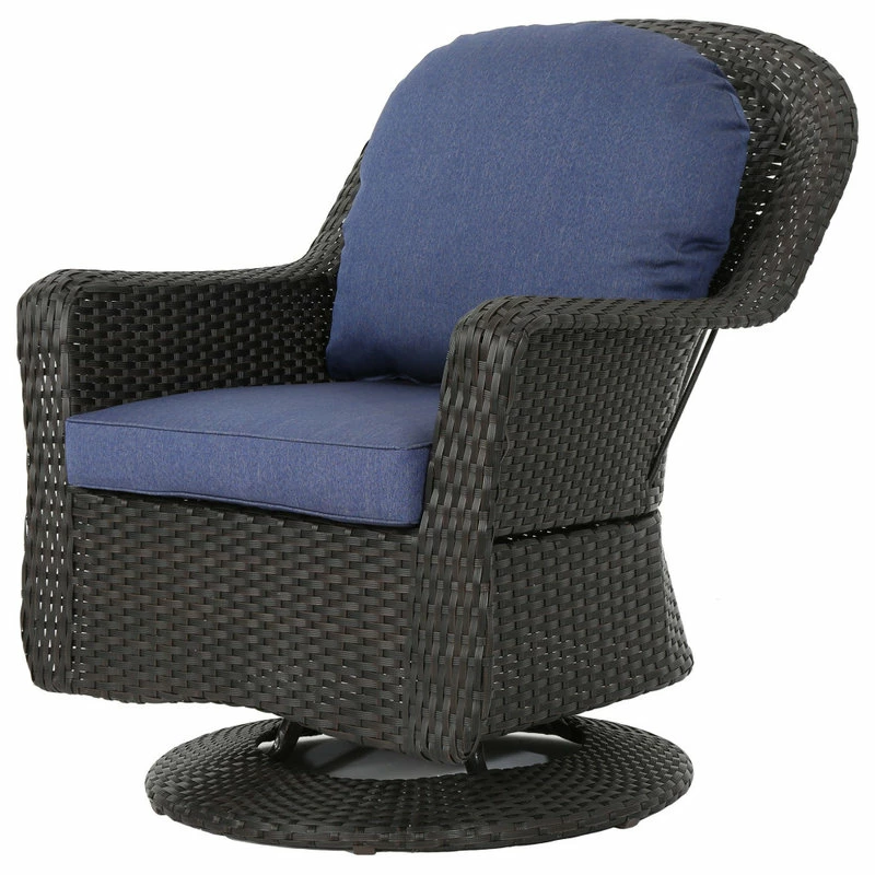 Flash Sale 🎁 GDFStudio GDF Studio Linsten Outdoor Wicker Swivel Club Chairs With Cushion, Set Of 2 🌟 - Image 9