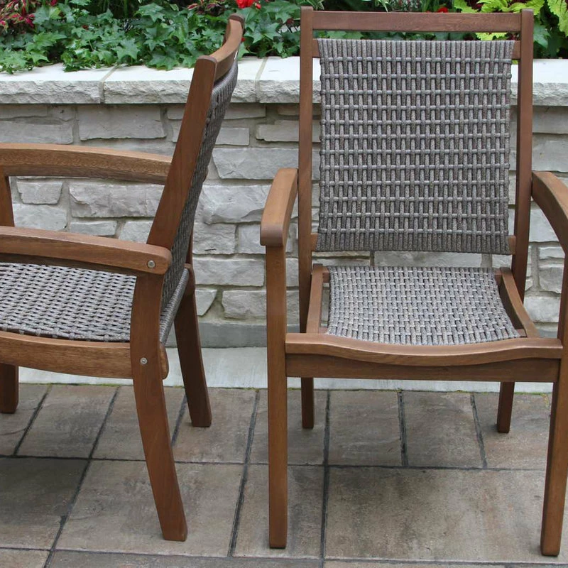 Cheapest 👏 Outdoor Interiors 3-Piece Sandstone, Eucalyptus And Metal Bistro Set, With Stacking Armchair 😍 - Image 3