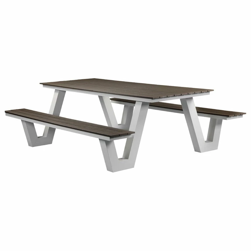 Best Sale 🔔 Pangea Home Lukas Outdoor Picnic Table, White Frame With Gray Top ✨ - Image 2