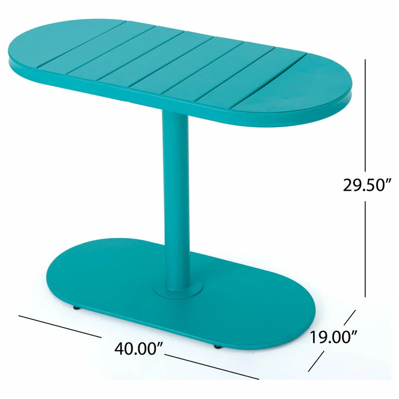 Cheapest 😍 GDFStudio GDF Studio Santa Monica Outdoor Finished Iron Bistro Set, Matte Teal 😀 - Image 4