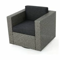 Budget 👏 GDFStudio GDF Studio Venice Outdoor Wicker Swivel Club Chair, Mix Black/Dark Gray, Single 🥰