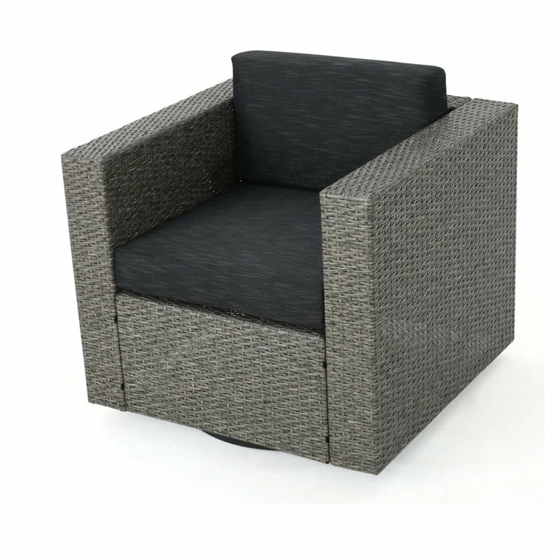 Budget 👏 GDFStudio GDF Studio Venice Outdoor Wicker Swivel Club Chair, Mix Black/Dark Gray, Single 🥰