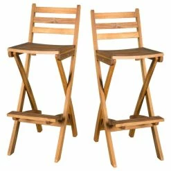 Cheap ๐ GDFStudio Atlantic Outdoor Folding Wood Bar Stools, Set Of 2 โจ