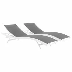 Buy ✔️ LexMod Glimpse Outdoor Patio Mesh Chaise Lounge Set Of 2, White Gray 😉