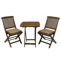 Flash Sale โจ Outdoor Interiors Glenoak 3-Piece Square Bistro Folding Set, Beige ๐