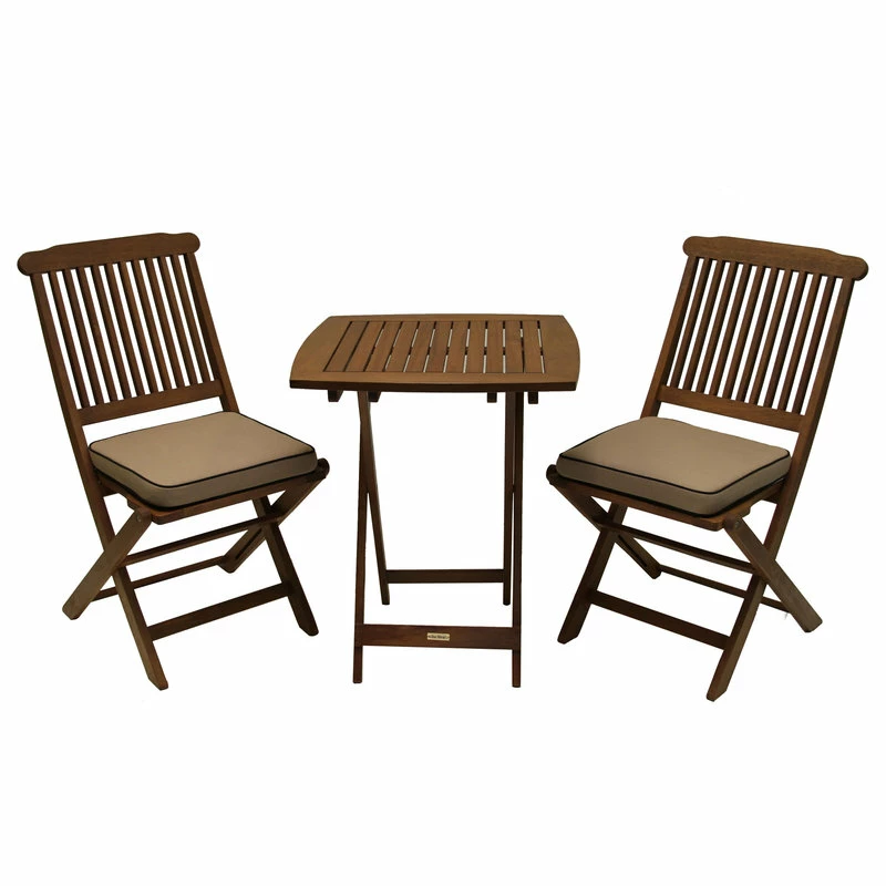 Flash Sale โจ Outdoor Interiors Glenoak 3-Piece Square Bistro Folding Set, Beige ๐