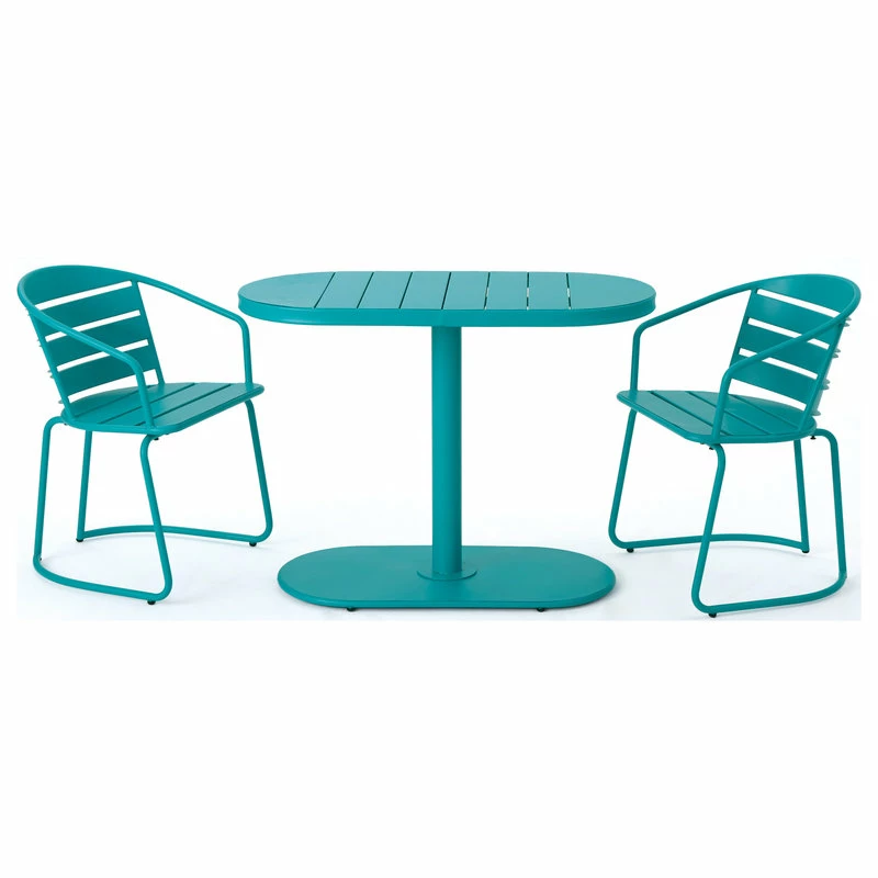 Cheapest 😍 GDFStudio GDF Studio Santa Monica Outdoor Finished Iron Bistro Set, Matte Teal 😀