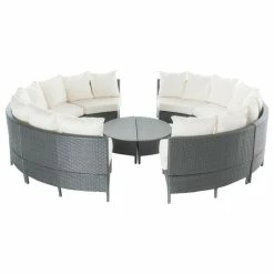 Hot Sale ✨ GDFStudio GDF Studio Alacati 8-Seat Wicker Sectional, Gray/White 😀