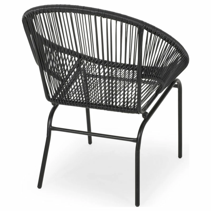 Buy 🔥 GDFStudio Carolina Outdoor Modern Faux Rattan Club Chair, Set Of 2, Black 🌟 - Image 8