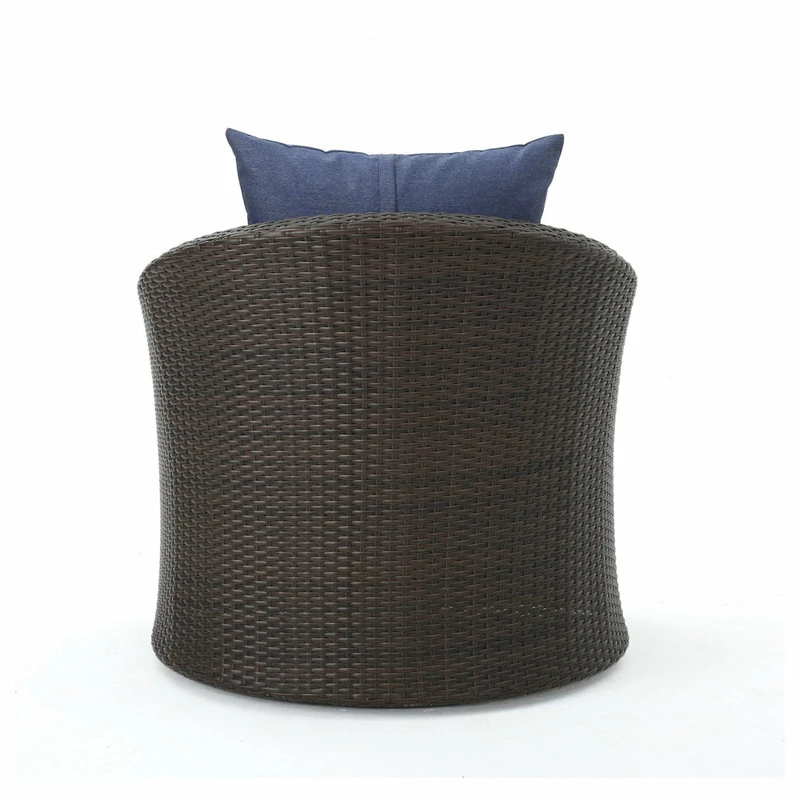 Best Pirce ๐งจ GDFStudio GDF Studio Dillard Outdoor Mix Brown Wicker Swivel Club Chair, Navy Blue, Set Of โ - Image 9