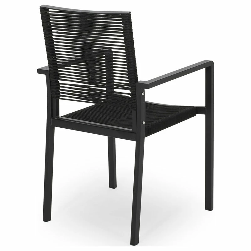 Best Pirce 🤩 GDFStudio Jean Outdoor Modern Dining Chair With Rope Seat, Set Of 2, Dark Gray/Black 💯 - Image 5