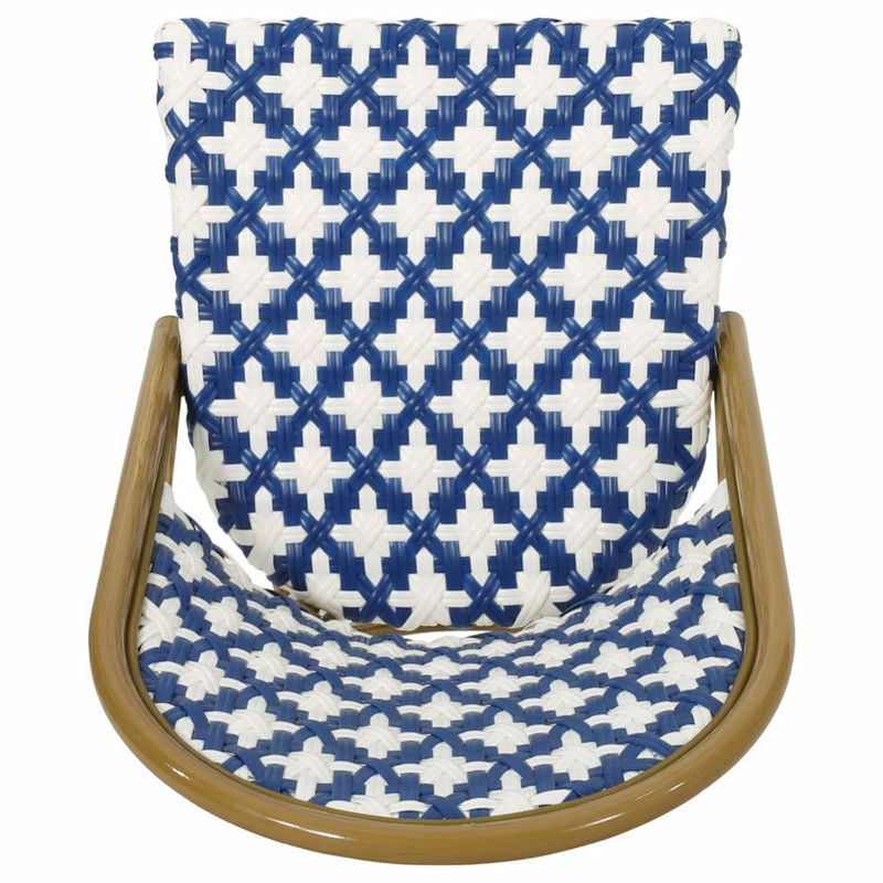 Best reviews of 🤩 GDFStudio Bronson Outdoor French Bistro Chair, Set Of 2, Blue/White/Bamboo Print Finish 🔥 - Image 6