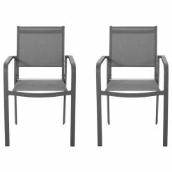 Best Pirce โ๏ธ GDFStudio Angelo Outdoor Modern Dining Chair With Mesh Seat, Set Of 2, Gun Metal Gray ๐
