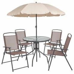 Discount ๐ Flash Furniture Nantucket 6 Piece Patio Dining Set With Umbrella ๐