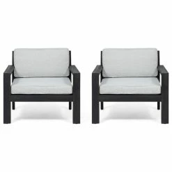 Wholesale ๐คฉ GDFStudio Susan Outdoor Acacia Wood Club Chairs With Cushions, Set Of 2, Light Gray ๐