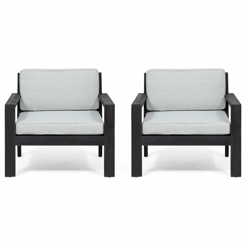 Wholesale ๐คฉ GDFStudio Susan Outdoor Acacia Wood Club Chairs With Cushions, Set Of 2, Light Gray ๐