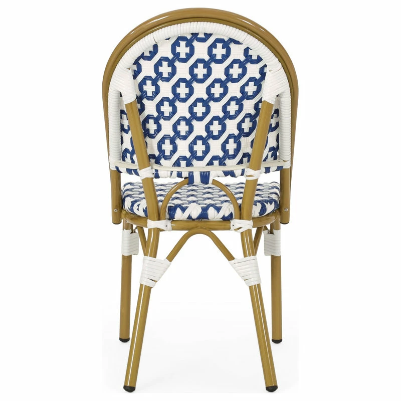 Best reviews of 🤩 GDFStudio Bronson Outdoor French Bistro Chair, Set Of 2, Blue/White/Bamboo Print Finish 🔥 - Image 7