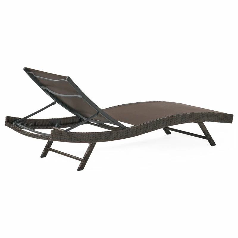 Best Sale 💯 GDFStudio GDF Studio Burnham Outdoor Brown Mesh Chaise Lounge Chair, Set Of 2 🔔 - Image 8