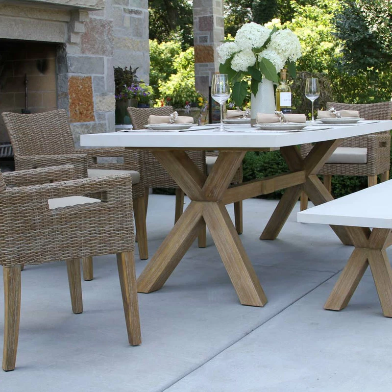 Best reviews of ๐งจ Outdoor Interiors 6-Piece Ivory Composite, Wheat Wicker And Eucalyptus Wash Rectangle Dining Set ๐ - Image 2