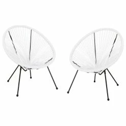 Best deal 👍 GDFStudio Major Outdoor Hammock Weave Chair With Steel Frame, Set Of 2, White, Black 🤩