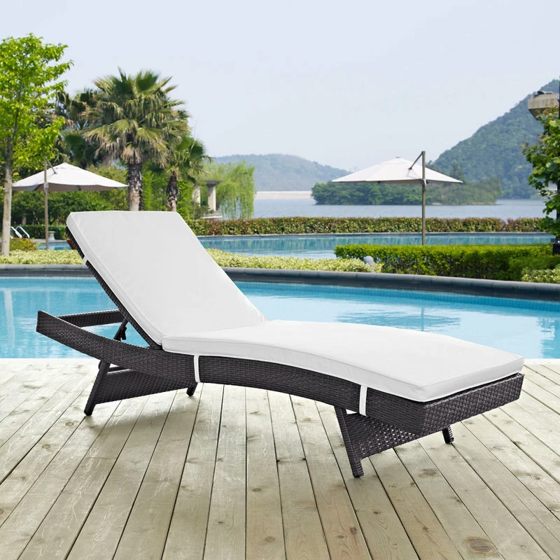 Brand new ๐ฅฐ LexMod Convene Outdoor Wicker Rattan Chaise, Espresso White ๐ฅ - Image 2