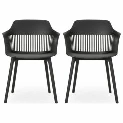 Coupon 🎁 GDFStudio Gable Outdoor Dining Chair, Set Of 2, Black 🛒