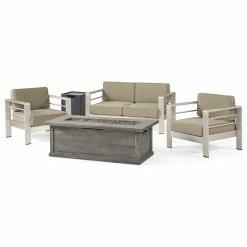 Best Sale ๐ GDFStudio 4-Piece Outdoor Aluminum Fire Table Sofa Set ๐