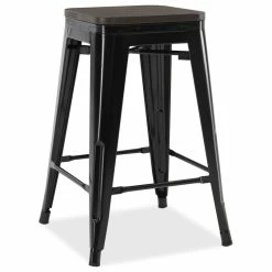 Discount โ BELLEZE Backless Metal Barstools, Set Of 4, Black, 24" โ