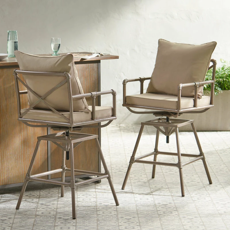Hot Sale ๐ฅฐ GDFStudio GDF Studio Tallahassee Outdoor Adjustable Pipe Barstools, Set Of 2 ๐ - Image 2