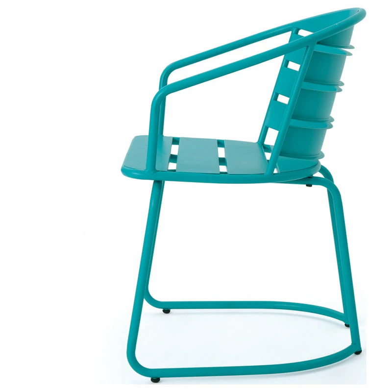 Cheapest 😍 GDFStudio GDF Studio Santa Monica Outdoor Finished Iron Bistro Set, Matte Teal 😀 - Image 9