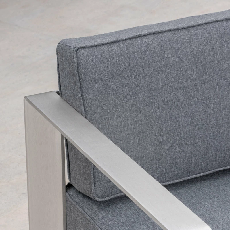 Best Pirce 😀 GDFStudio GDF Studio Booth Outdoor Aluminum Club Chairs, Set Of 2, Sliver/Gray 🔔 - Image 9