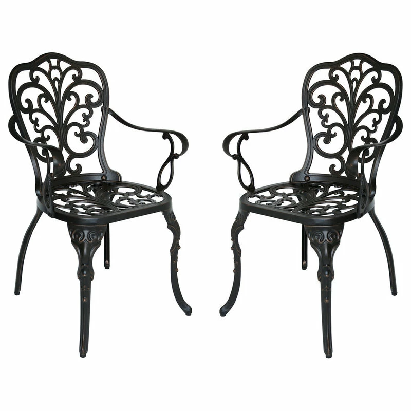 Best deal 🌟 GDFStudio GDF Studio Buddy Outdoor Cast Aluminum Dining Chairs, Shiny Copper, Set Of 2 🤩