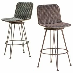 New 😉 GDFStudio GDF Studio Pines Outdoor Wicker Bar Stools, Set Of 2 🔥