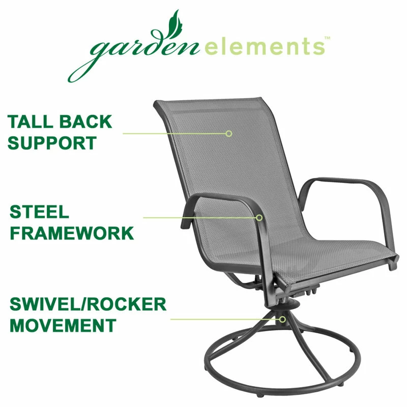 Buy 🔔 Patio Master Garden Elements Corporation Sienna Metal Patio Chair Swivel Rockers, Gray 🛒 - Image 4