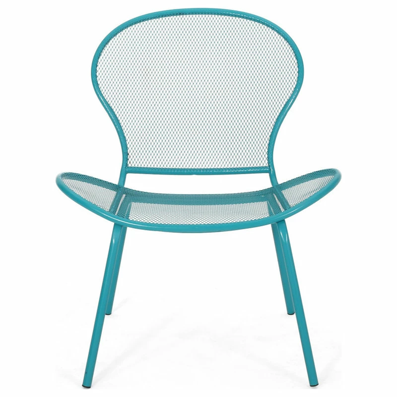Budget 😍 GDFStudio Bernice Modern Outdoor Iron Club Chair, Set Of 2, Matte Teal 🎉 - Image 10