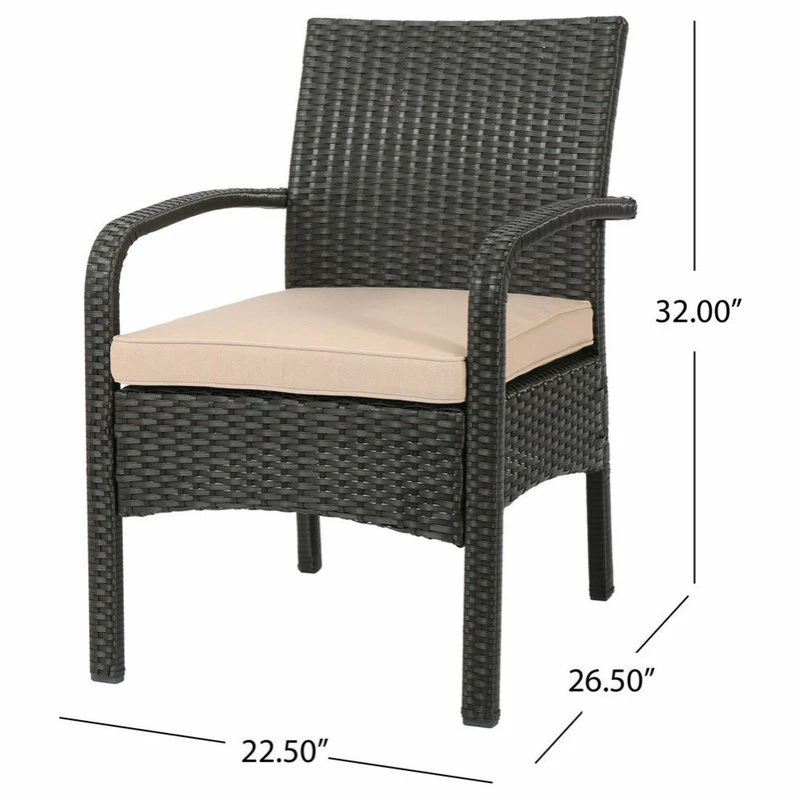 Promo 🤩 GDFStudio GDF Studio Otto Outdoor Wicker Club Chairs, Set Of 2, Brown/Tan 😉 - Image 3