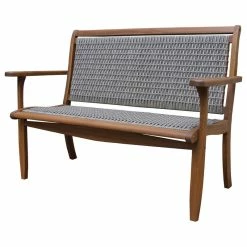 Best Sale โค๏ธ Outdoor Interiors Gray Wicker And Eucalyptus Bench ๐