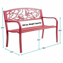 Best deal ๐ฅ Patio Premier Perched Birds Metal Park Bench - Red ๐งจ