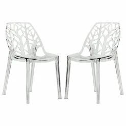 Cheapest 🔥 LeisureMod Modern Cornelia Dining Chair, Set Of 2, Clear, C18CL2 🔥