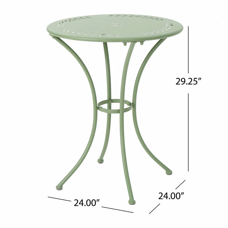 Brand new ๐ GDFStudio GDF Studio 3-Piece Leona Outdoor Paint Finished Iron Bistro Set, Matte Green โจ - Image 4