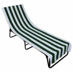 Deals ๐ Design Imports Hunter Green Stripe Lounge Chair Beach Towel With Top Fitted Pocket 26X82 ๐