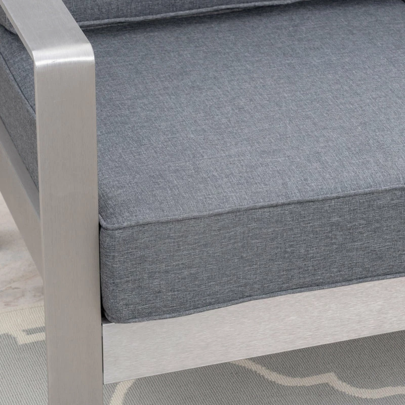 Best Pirce 😀 GDFStudio GDF Studio Booth Outdoor Aluminum Club Chairs, Set Of 2, Sliver/Gray 🔔 - Image 7