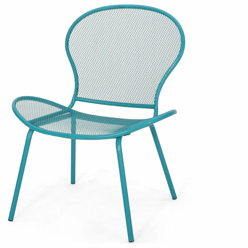Budget 😍 GDFStudio Bernice Modern Outdoor Iron Club Chair, Set Of 2, Matte Teal 🎉 - Image 3