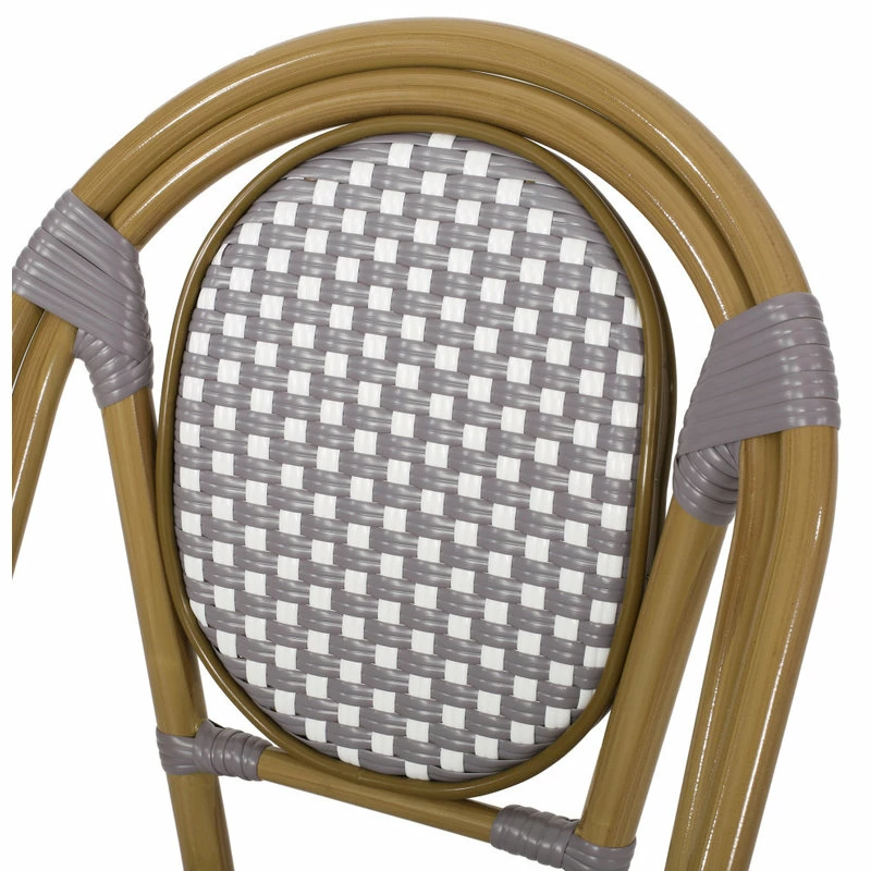 Budget 🔔 GDFStudio Magnus Outdoor French Bistro Chairs, Set Of 2, Gray/White/Bamboo Print Finish 🔔 - Image 9