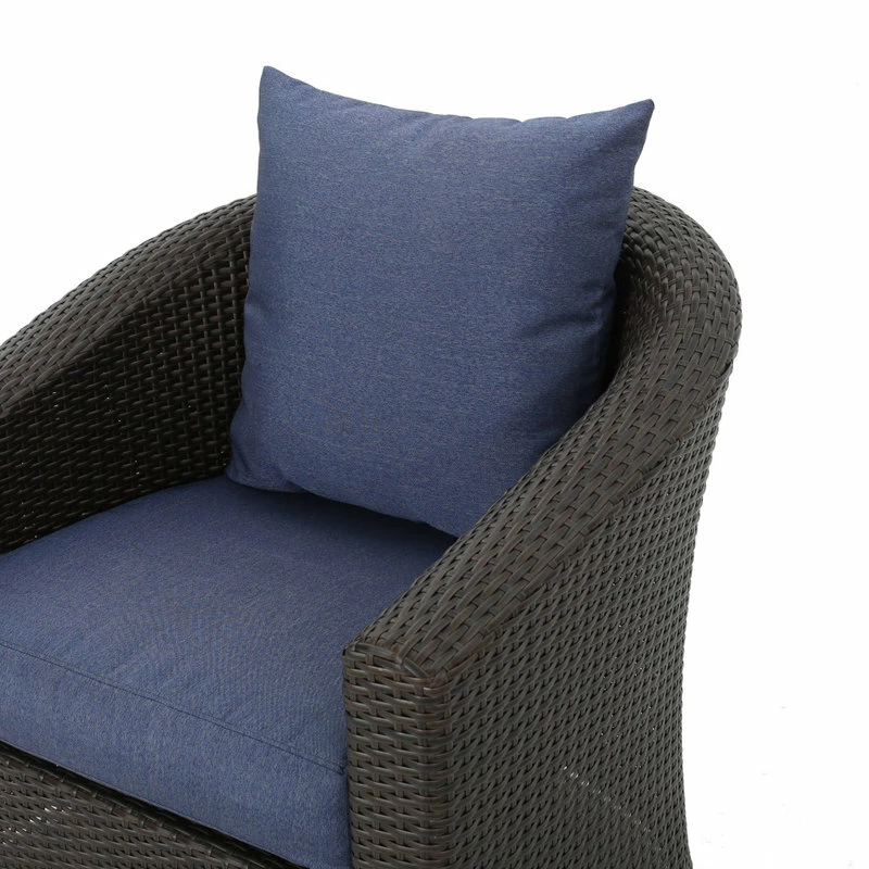 Best Pirce ๐งจ GDFStudio GDF Studio Dillard Outdoor Mix Brown Wicker Swivel Club Chair, Navy Blue, Set Of โ - Image 8