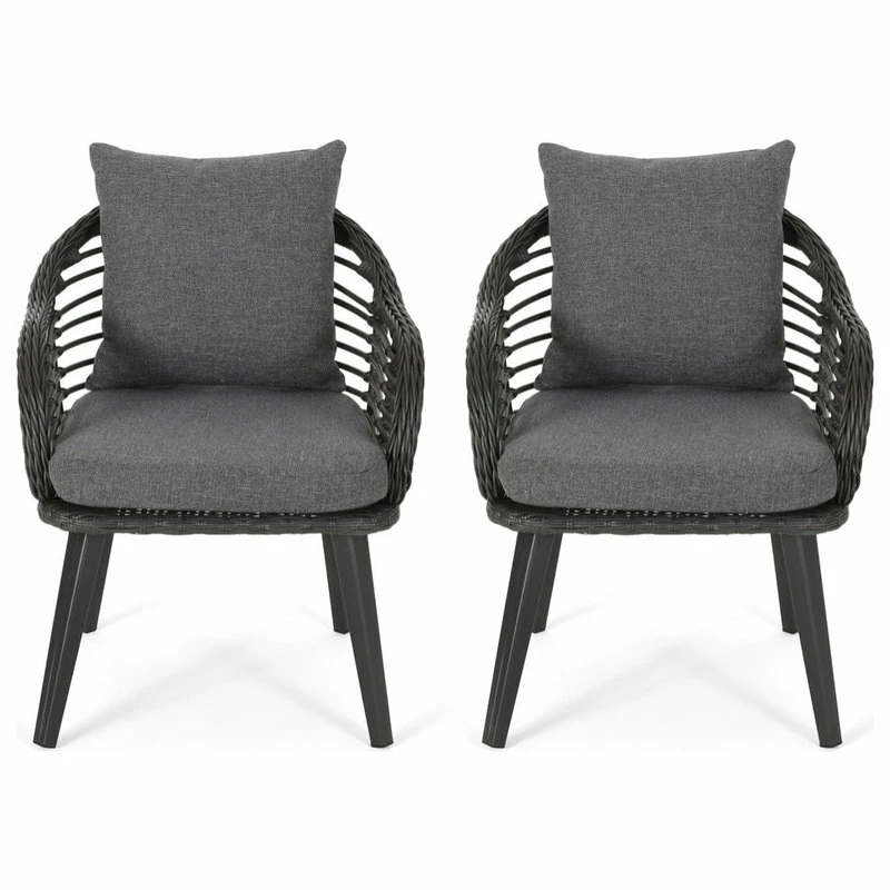 Deals ๐ฅฐ GDFStudio Madison Outdoor Wicker Club Chairs With Cushions, Set Of 2, Gray/Black ๐ - Image 2