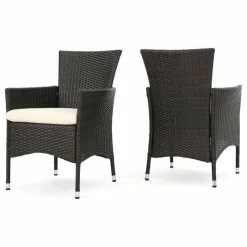 Budget ⭐ GDFStudio GDF Studio Clementine Outdoor Multibrown PE Wicker Dining Chairs, Set Of 2 😀