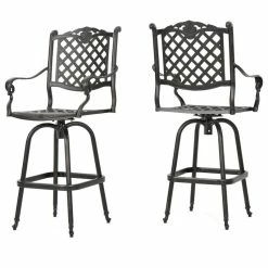 Hot Sale 🎁 GDFStudio GDF Studio Pomelo Outdoor Cast Aluminum Bar Stools, Set Of 2 👏