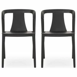 Budget ✨ GDFStudio Xanth Outdoor Stacking Dining Chair, Set Of 2, Black 🎁